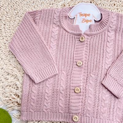 Casaco de Linha Ponto Alto com Botões - Rosê